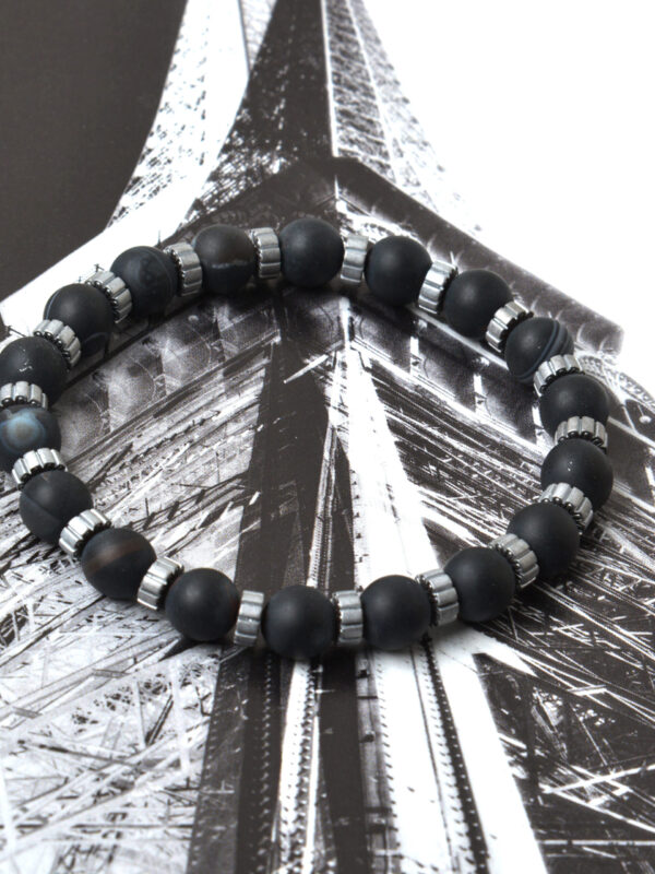 Black And Silver-Tone Stone Bracelet